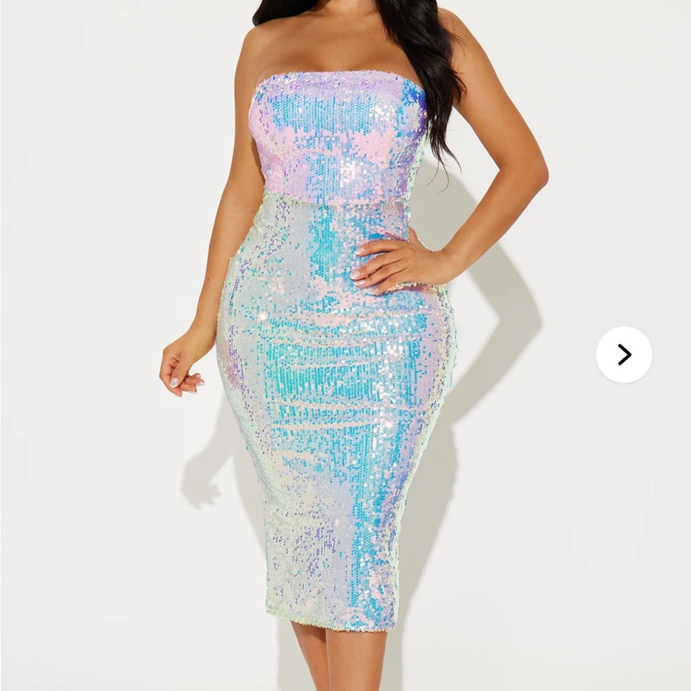 Fashion Nova Multicolor Pink Sequin Dress